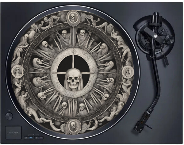 Feutrine SKULL WHEEL pour disque vinyle 33T.