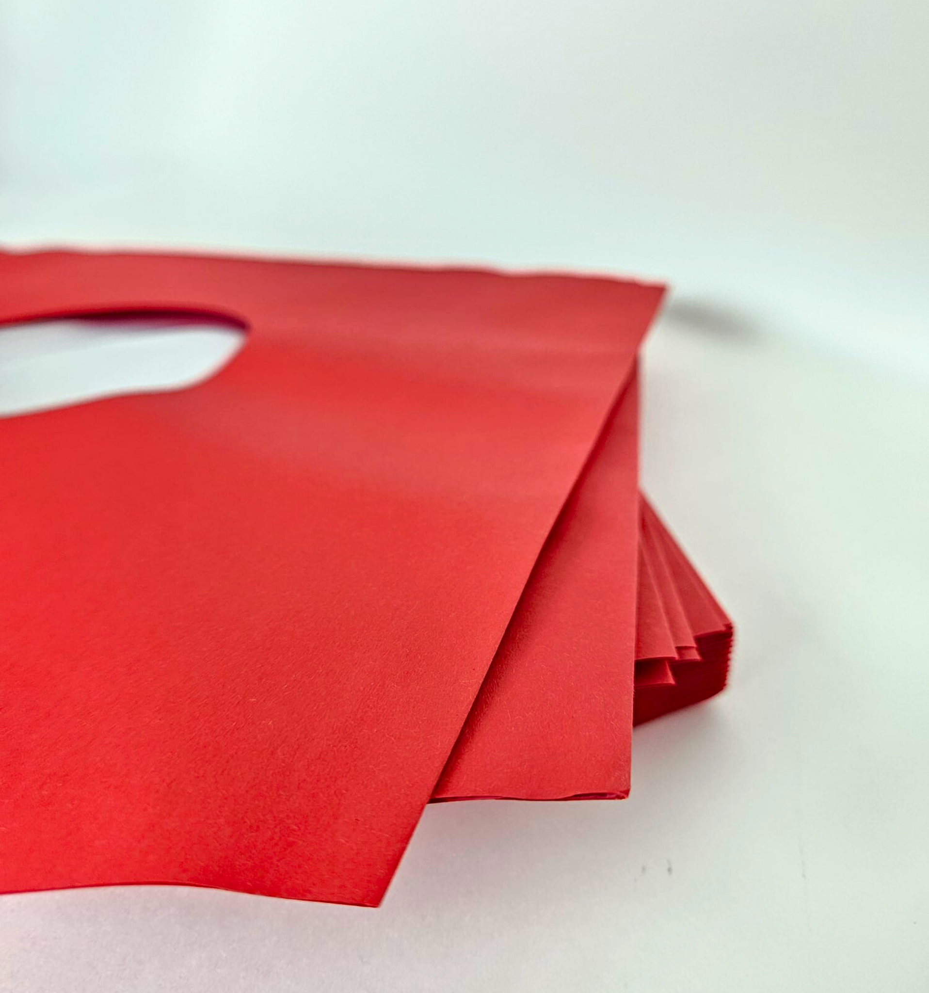 Pochettes intérieures papier rouge doublé antistatique - trou central - coins biseautés pour vinyle 33T x 25 - Etui