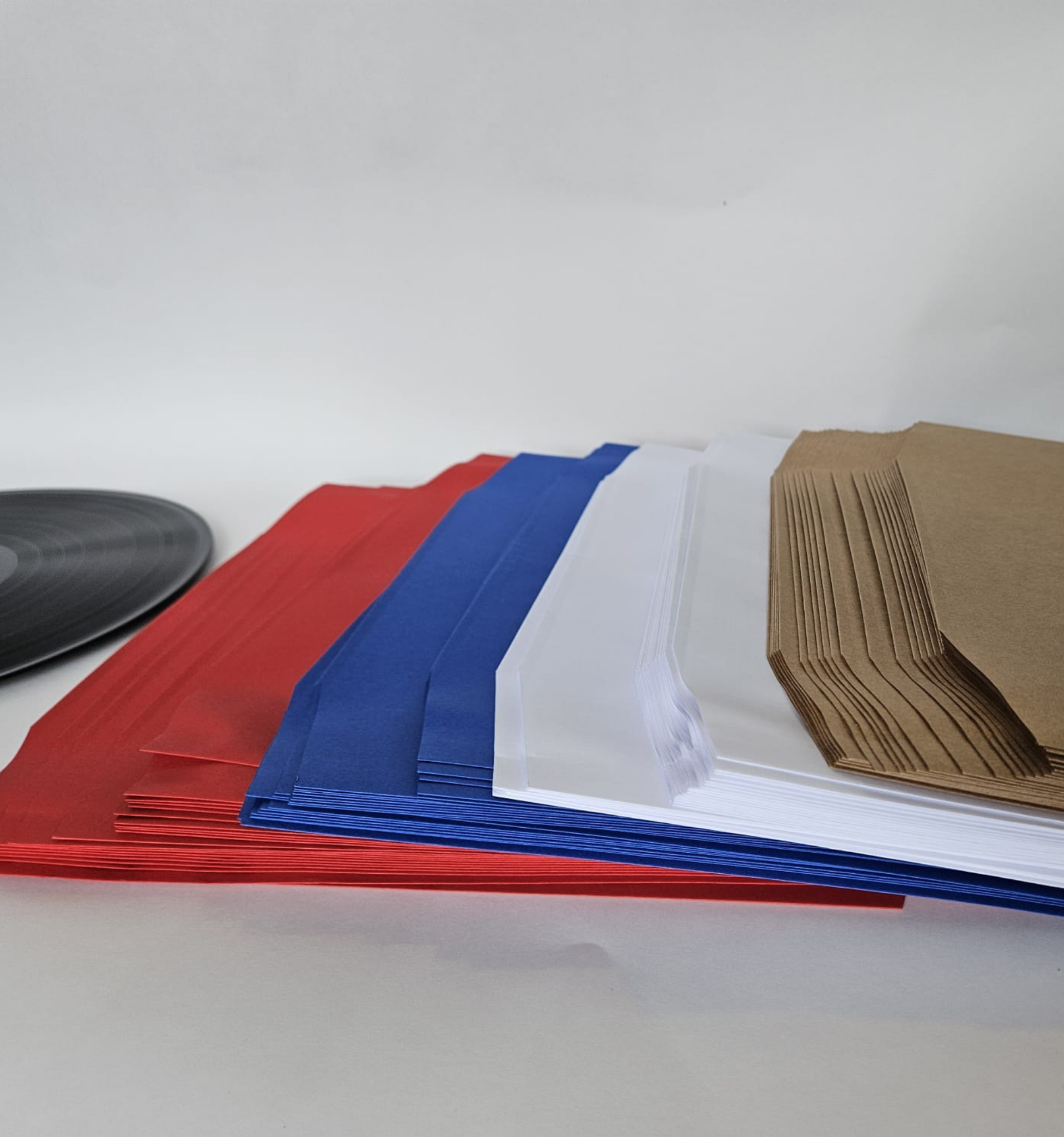 Pochettes intérieures papier doublé bleu antistatique , trou central, coins biseautés pour vinyle- 33T x 25 - Etui