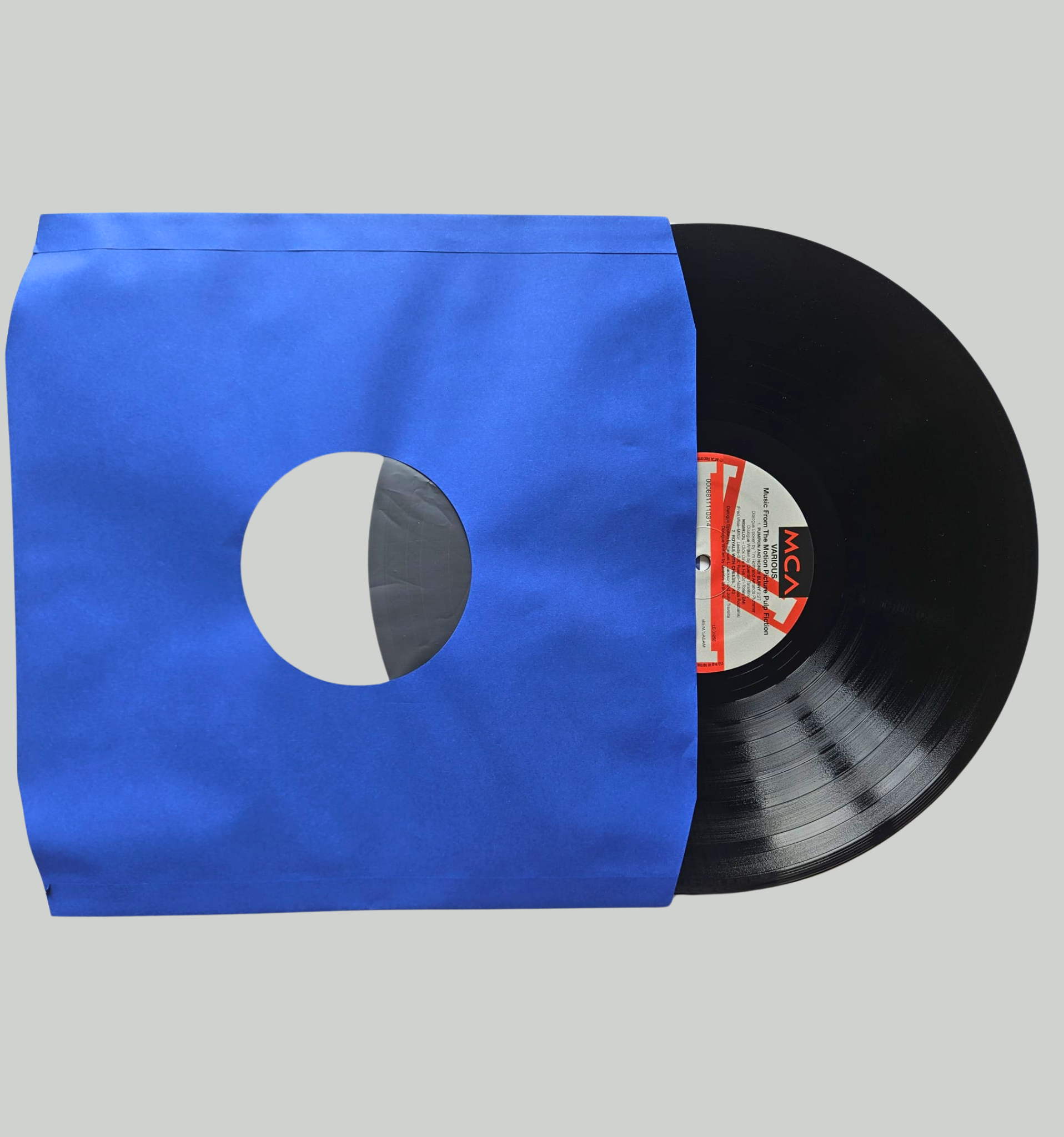 Pochettes intérieures papier doublé bleu antistatique , trou central, coins biseautés pour vinyle- 33T x 25 - Etui