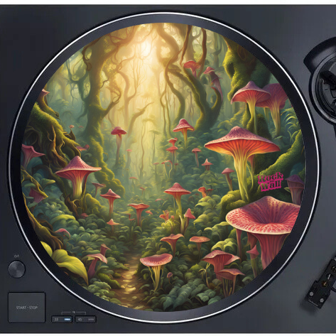 Feutrine Forest Pink Shroom pour disque vinyle.
