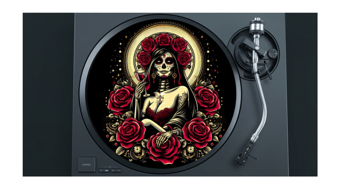 Feutrine Santa muerte pour disque vinyle 33T / 12"