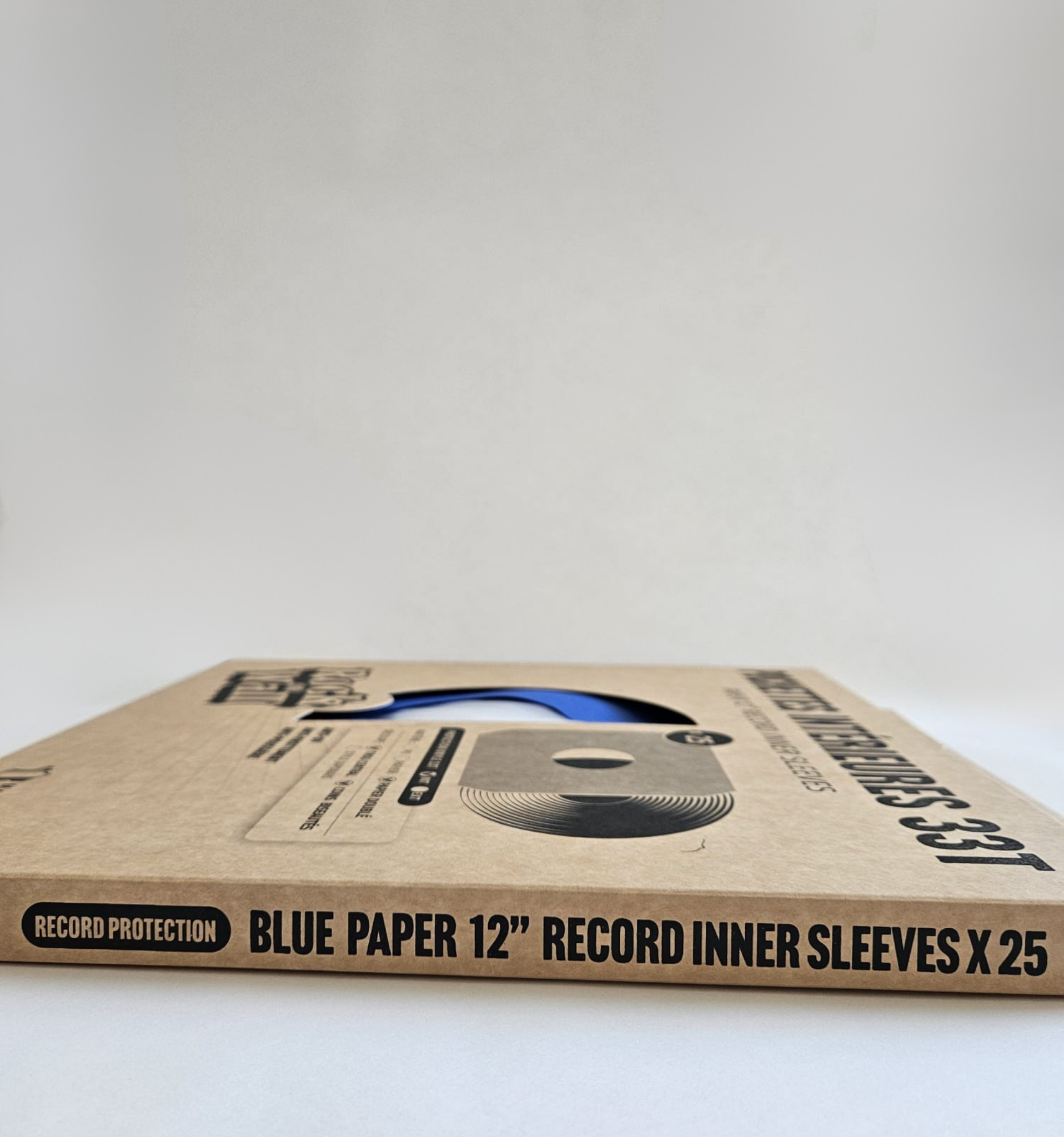 Pochettes intérieures papier doublé bleu antistatique , trou central, coins biseautés pour vinyle- 33T x 25 - Etui