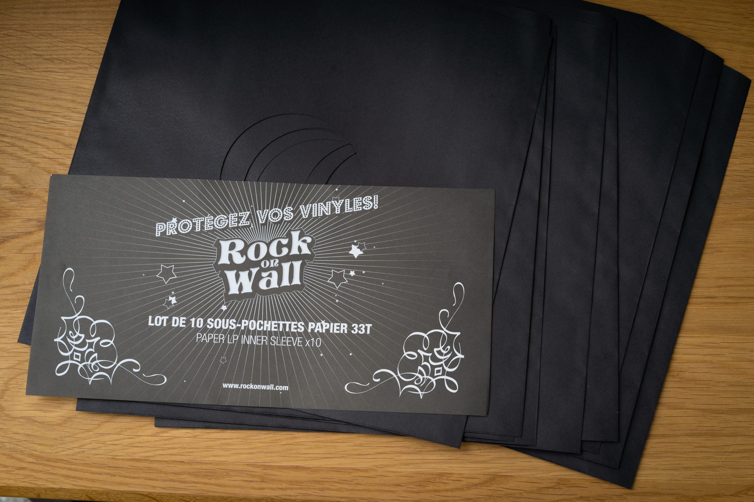 Sous-pochette papier noir pour disque vinyle 33T- lot de 10 - Filmées