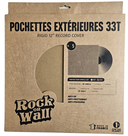 Pochettes extérieures carton pour disque vinyle 33T x 5 - pochettes de remplacement