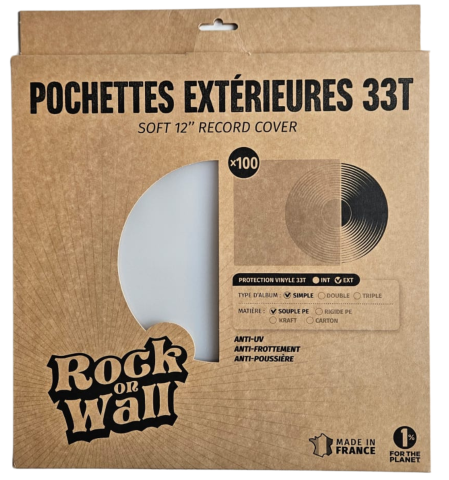 Pochettes extérieures vinyle 33T – PE recyclé 80 microns – Lot de 100 - Etui