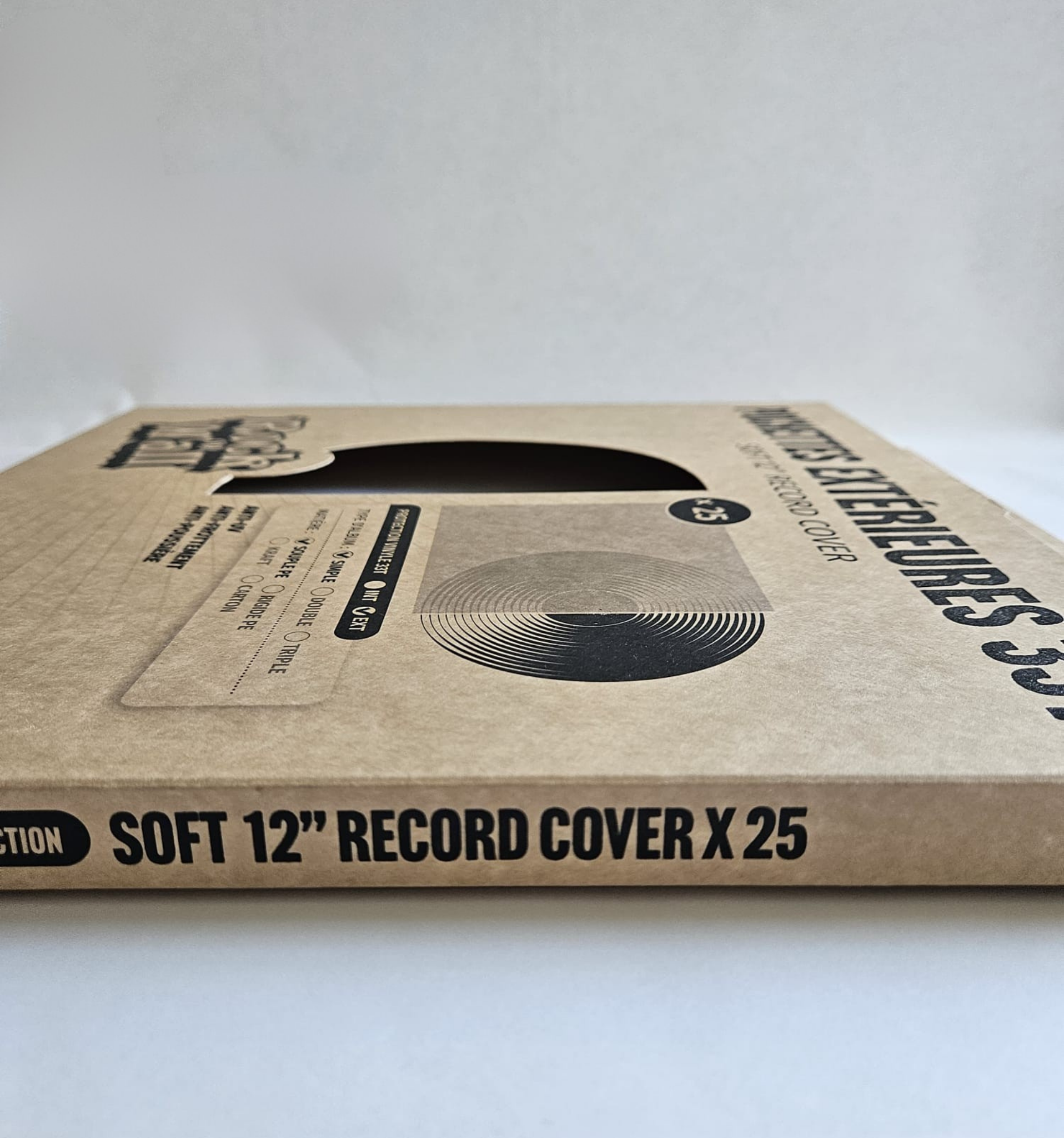 Pochettes extérieures vinyle 33T – PE recyclé 80 microns – Lot de 25- Etui