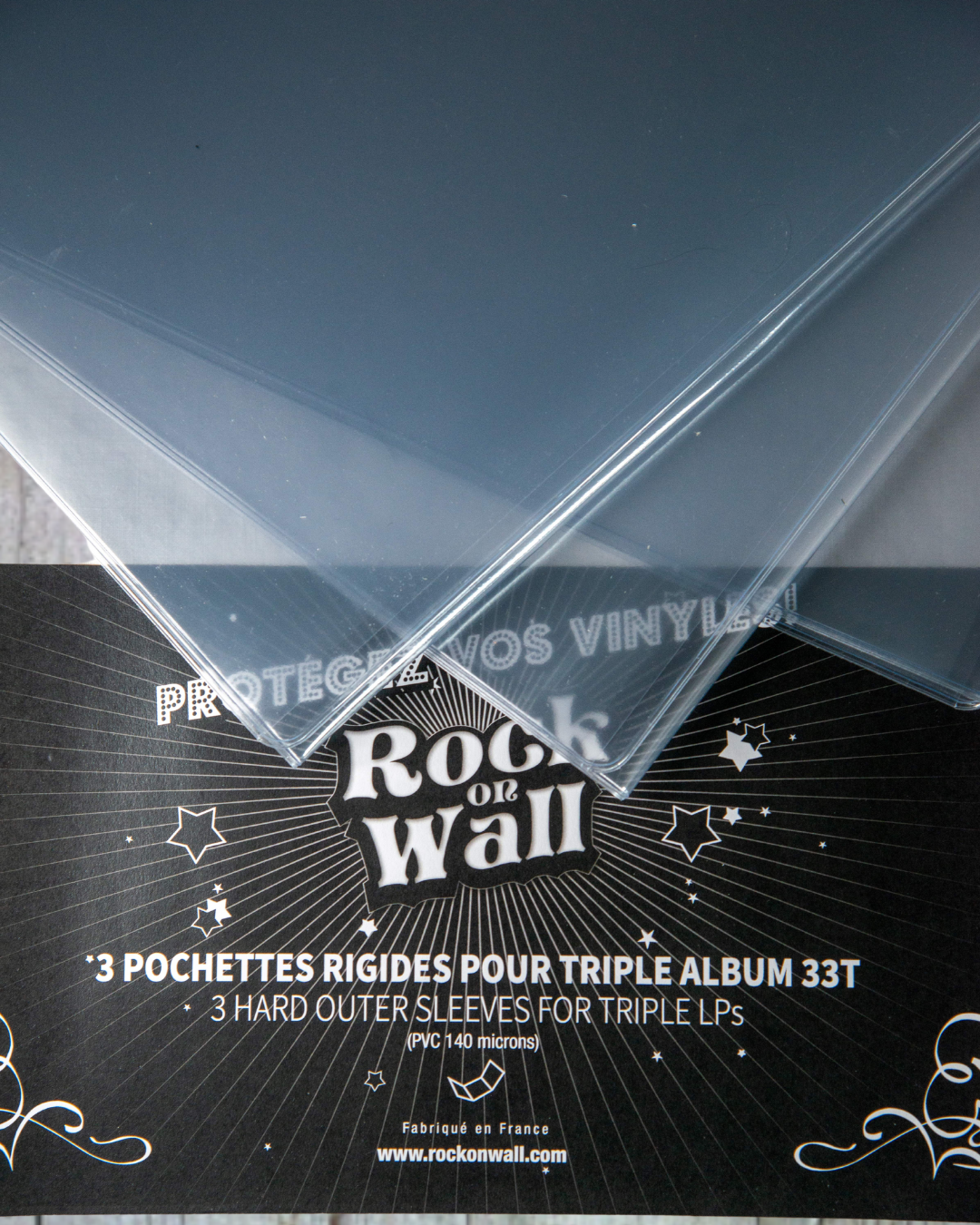 Pochette rigide pour triple album disque Vinyle 33T - lot de 3 - Filmées