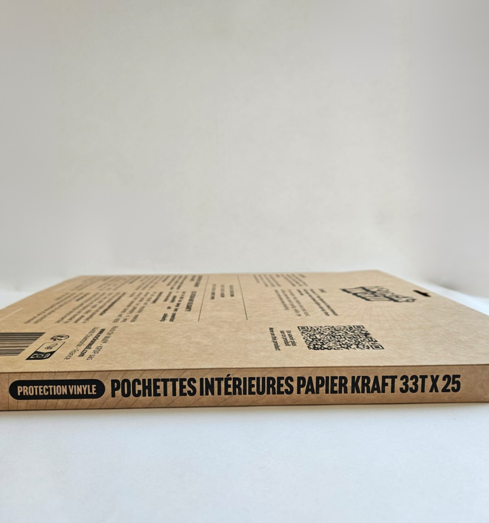 Pochettes intérieures papier kraft doublé antistatique, trou central, coins biseautés pour vinyle 33T x 25 - Etui