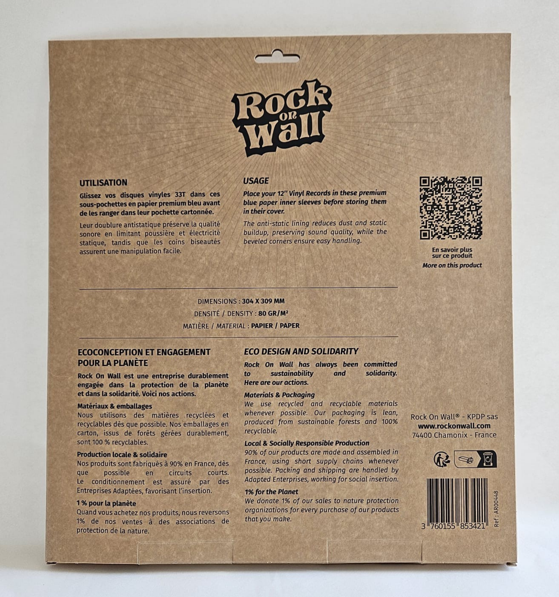 Pochettes intérieures papier doublé bleu antistatique , trou central, coins biseautés pour vinyle- 33T x 25 - Etui