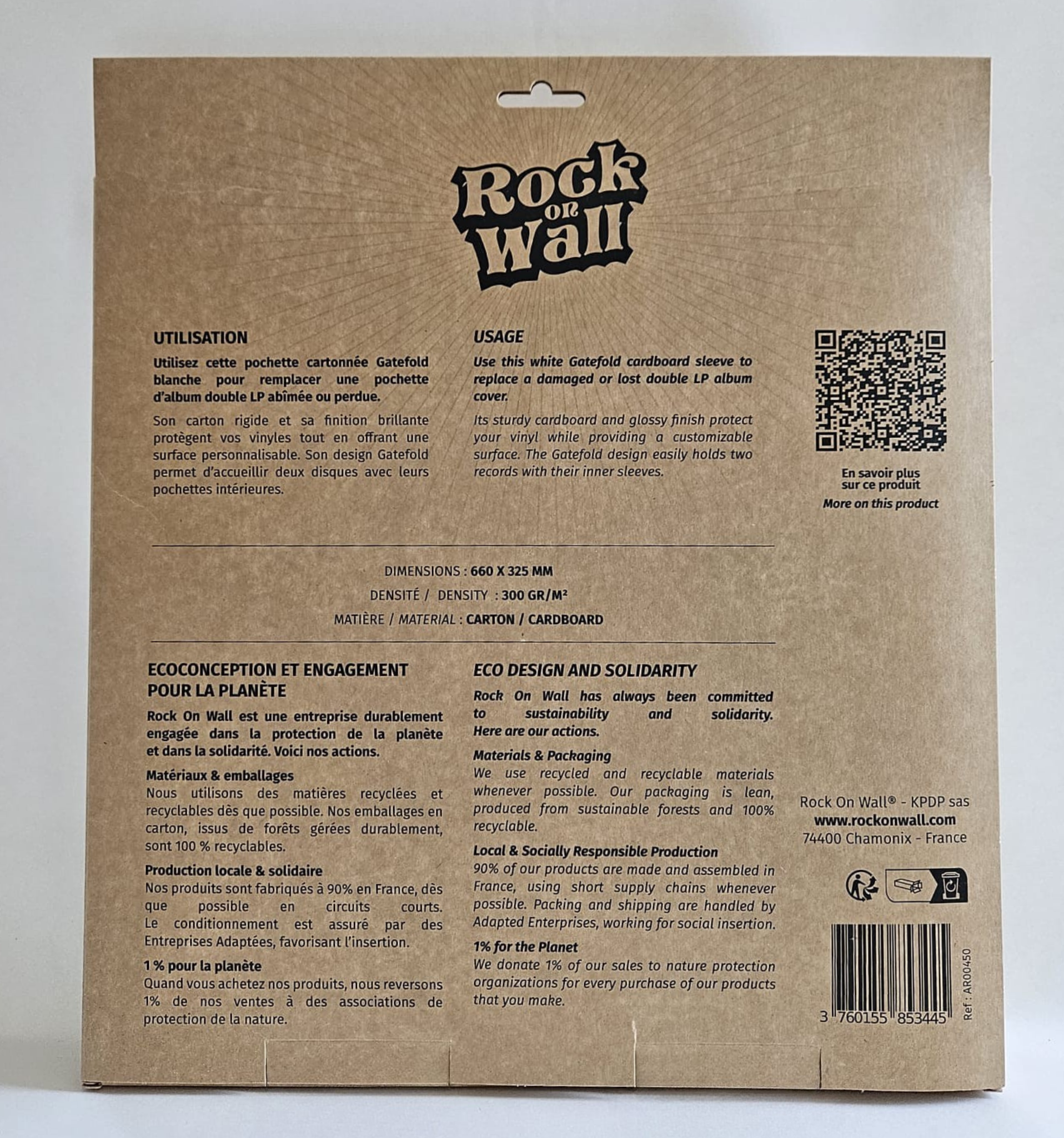 Pochettes extérieures carton blanc Gatefold 33T x 3- Etui