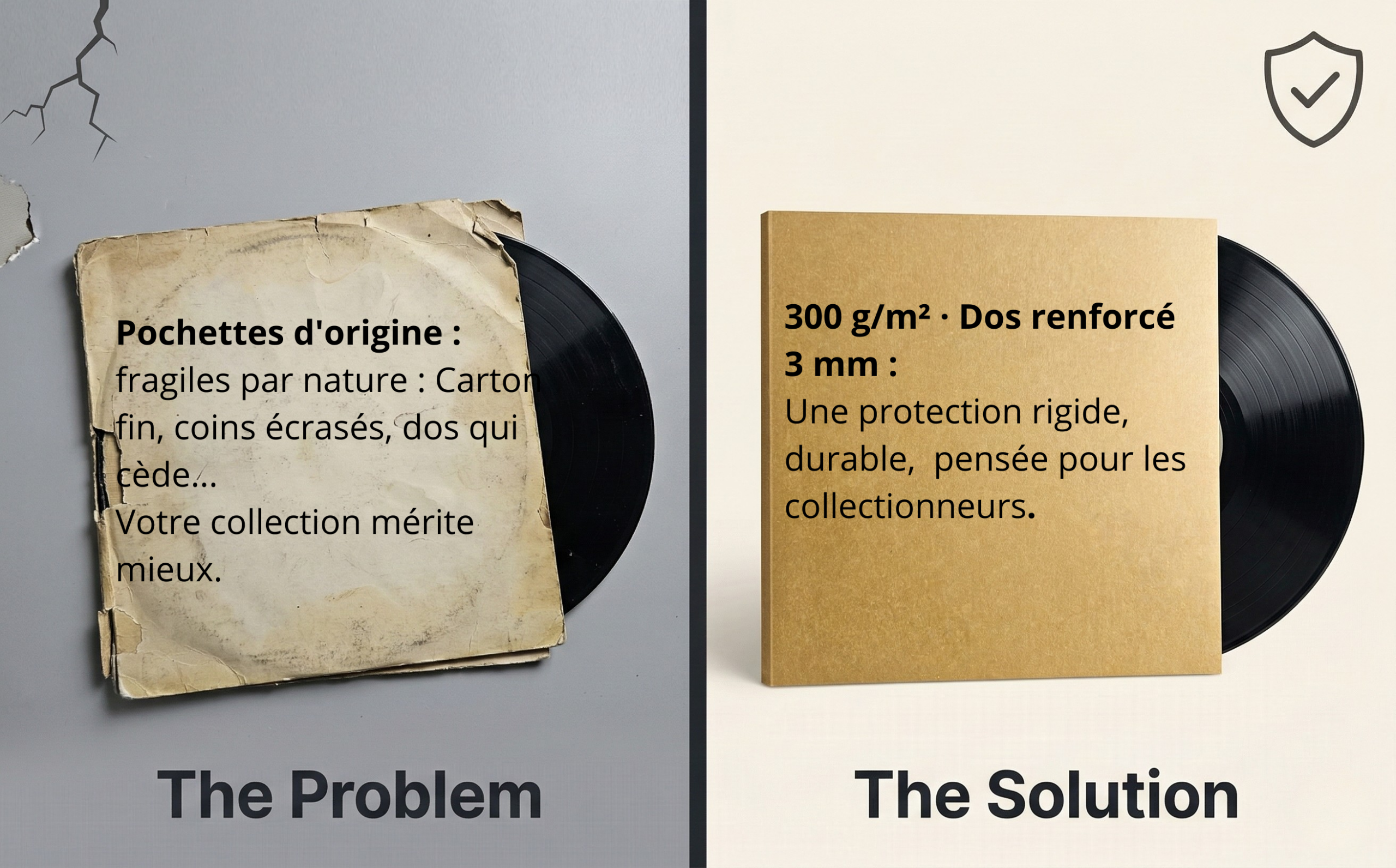 Pochettes extérieures carton pour disque vinyle 33T x 5 - pochettes de remplacement