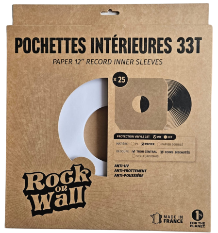 Pochettes intérieures papier blanc pour disque vinyle 33T x 25 - Etui
