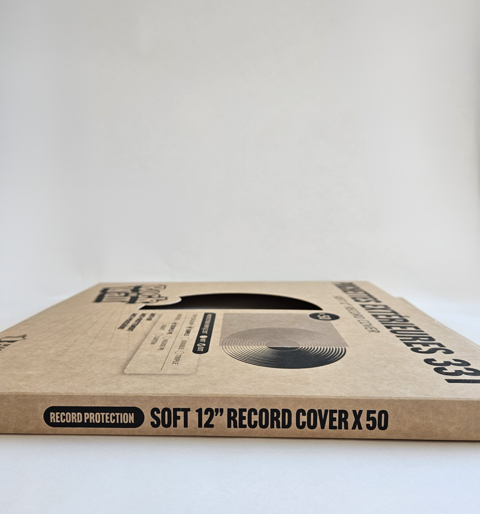 Pochettes extérieures vinyle 33T – PE recyclé 80 microns – Lot de 50- Etui