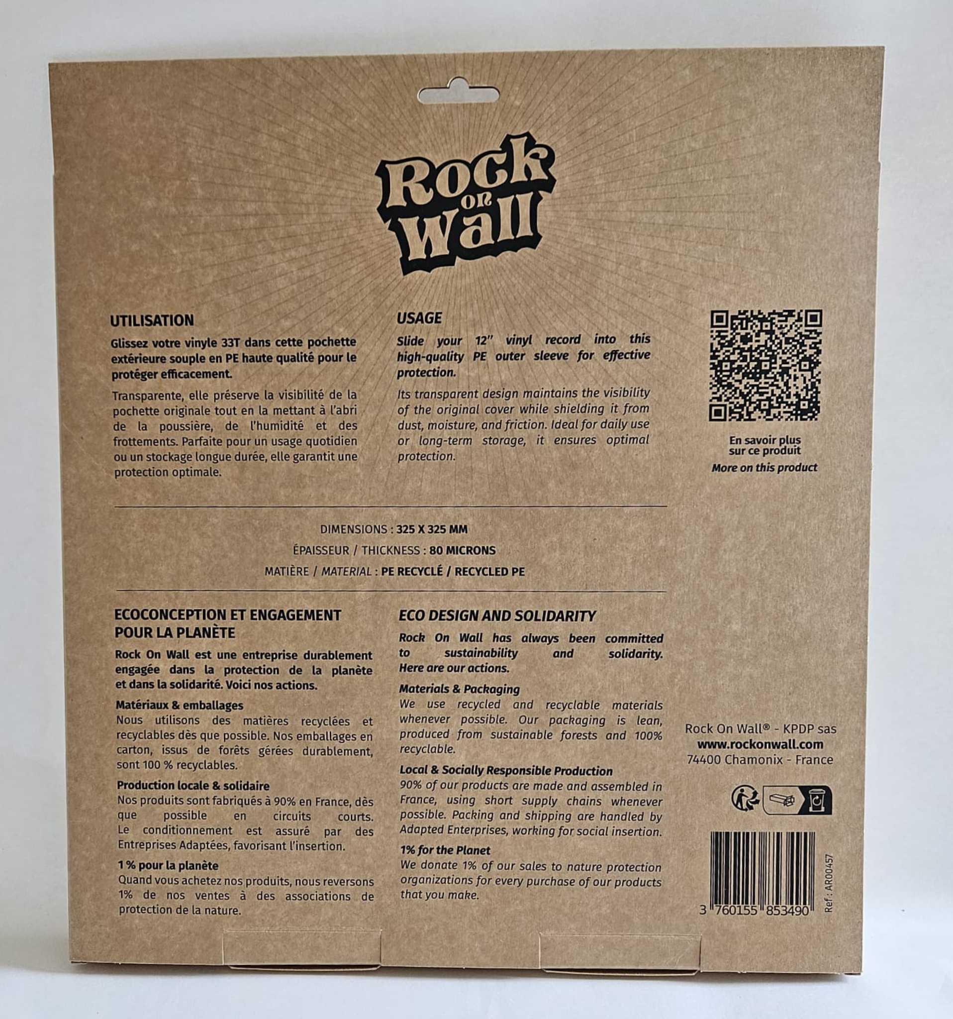 Pochettes extérieures vinyle 33T – PE recyclé 80 microns – Lot de 100 - Etui