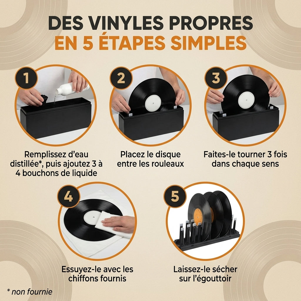 Machine de nettoyage vinyle manuelle – Kit complet avec bac, liquide et égouttoir-thumbmail-5