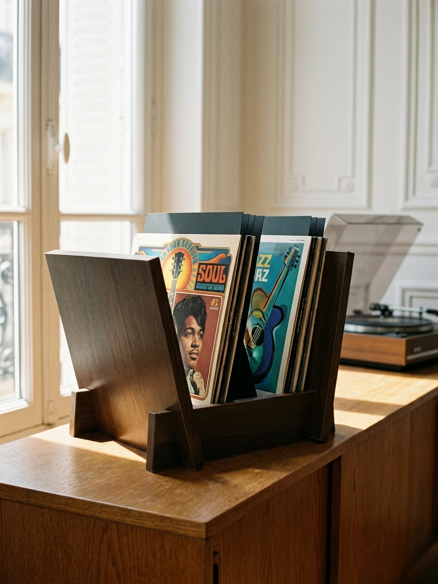 Pupitre range-vinyles en bois – Jusqu'à 50 albums 33T & 45T-thumbmail-2