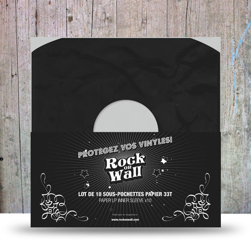 Sous-pochette papier noir pour disque vinyle 33T- lot de 10 - Filmées