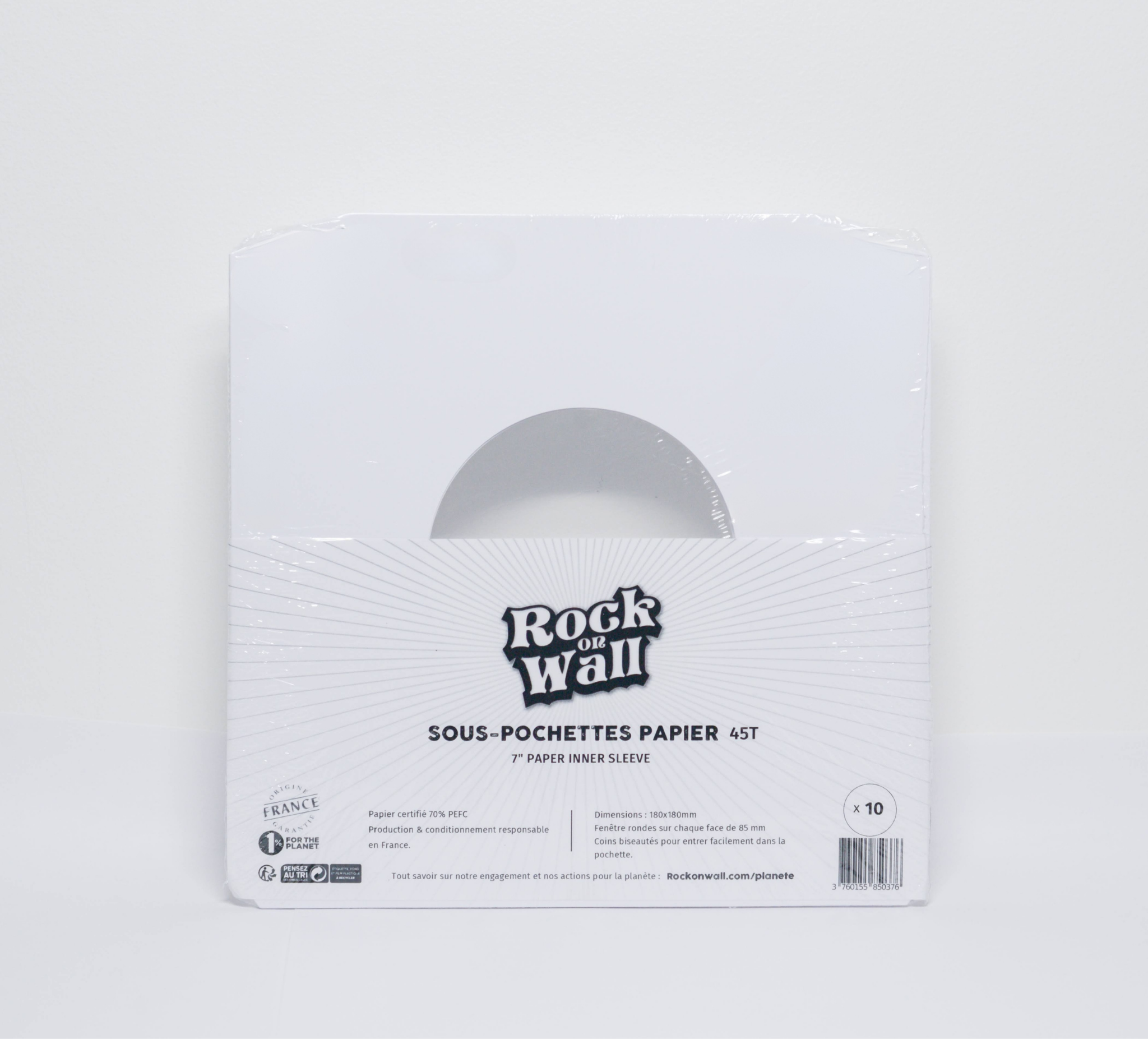 Sous-pochette papier pour disque vinyle 45T- lot de 10 - Filmées