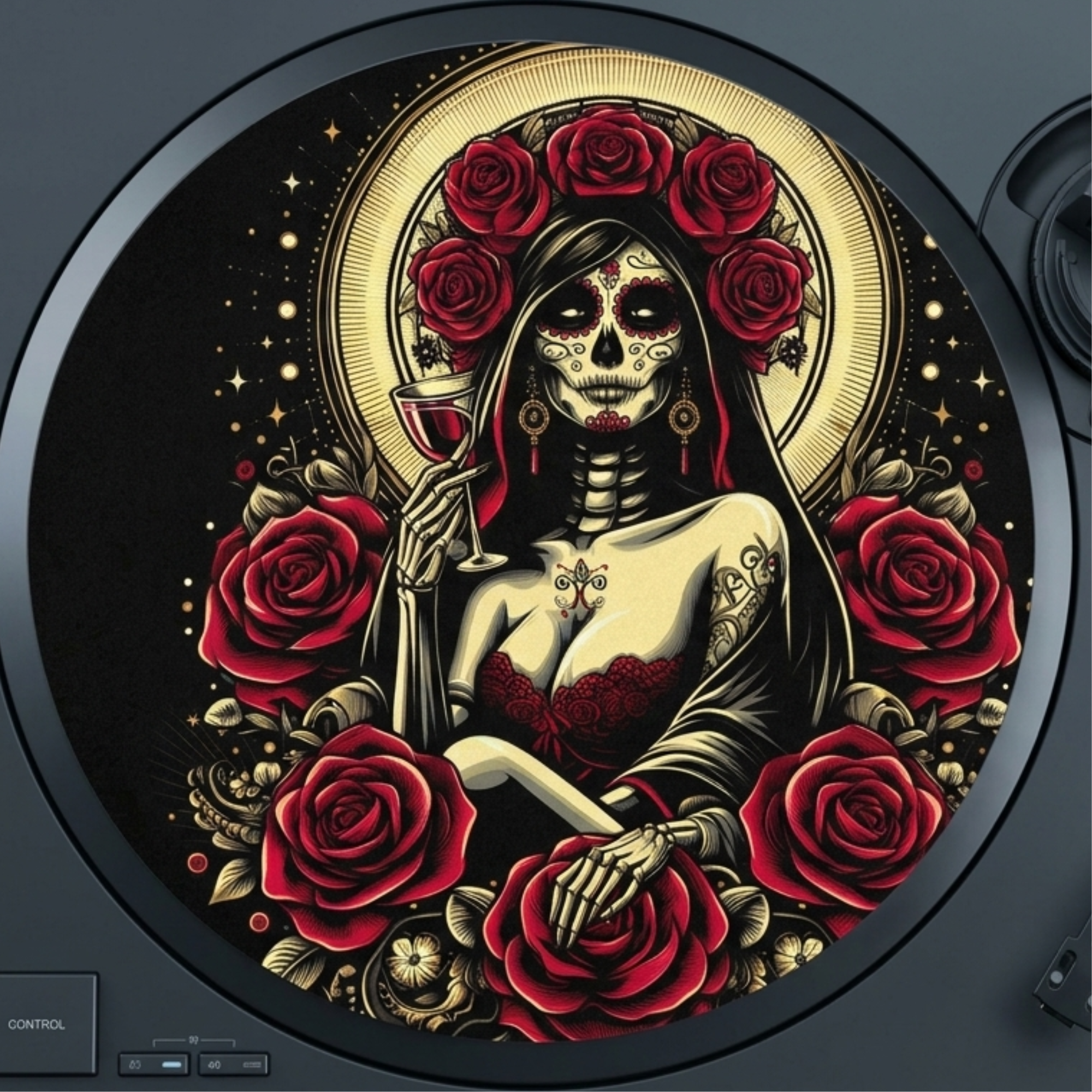 Feutrine Santa muerte pour disque vinyle 33T / 12"